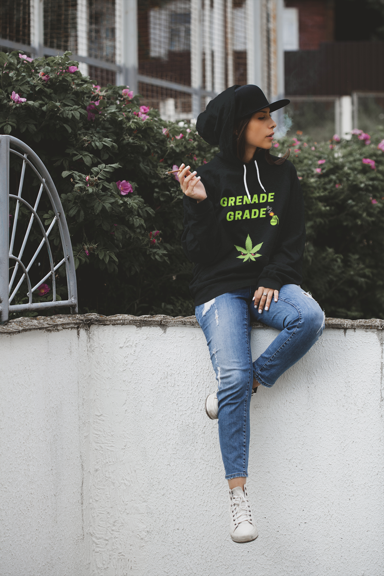 Grenade Grade Unisex Hoodie (Green Text)