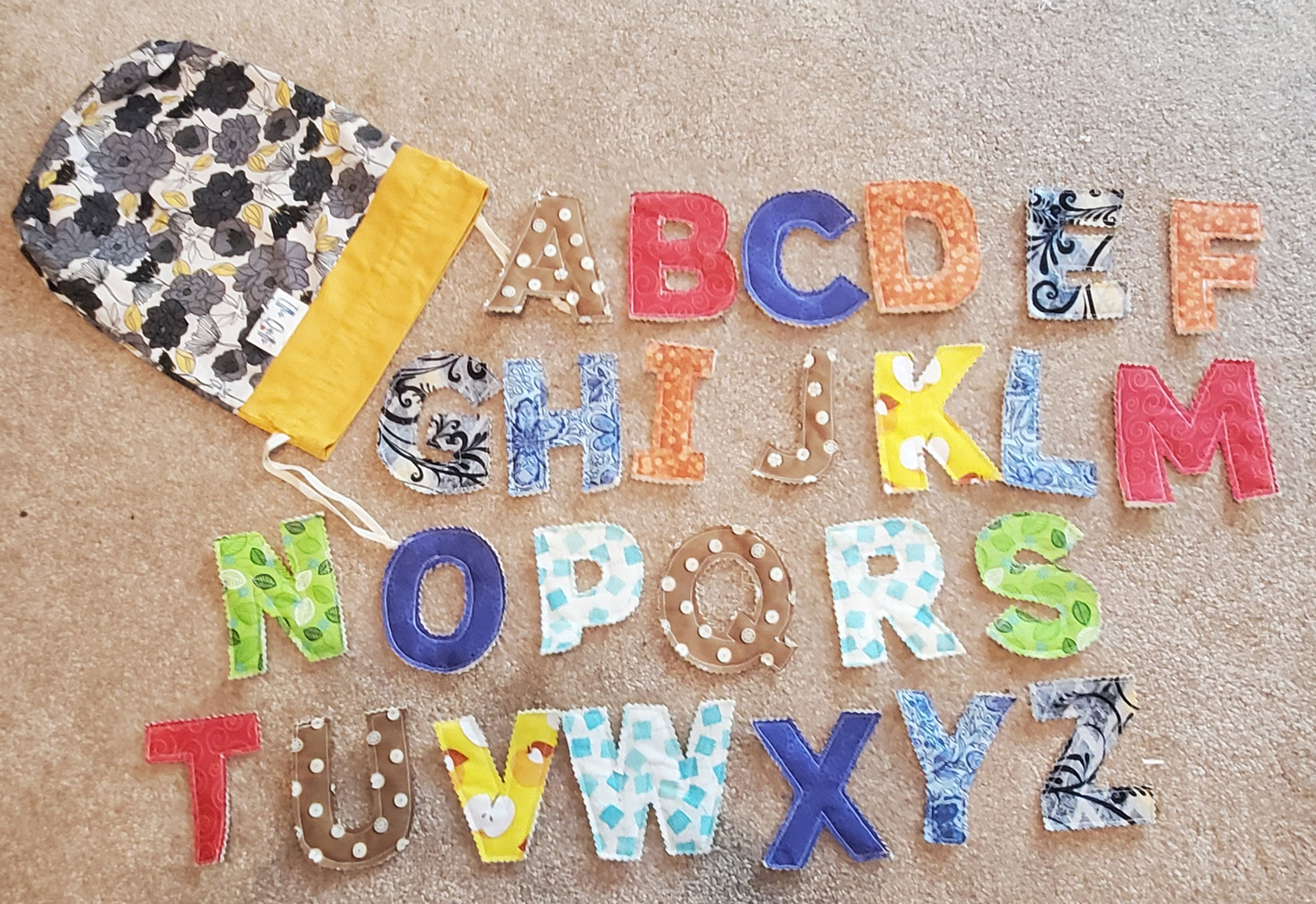 CUSTOM ORDER- Fabric Alphabet Set with bag