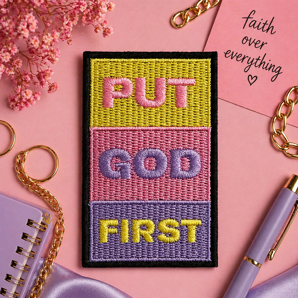 put god first embroidered iron on patch