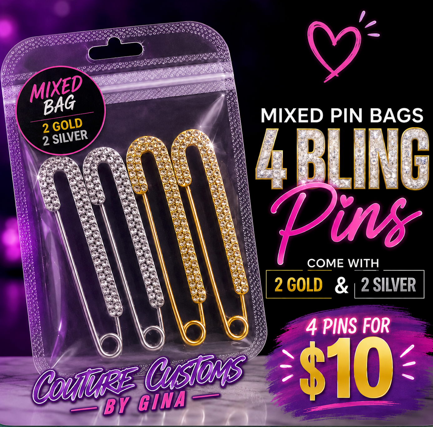 bling safety pins for junk hats junk socks junk blazers embellishments