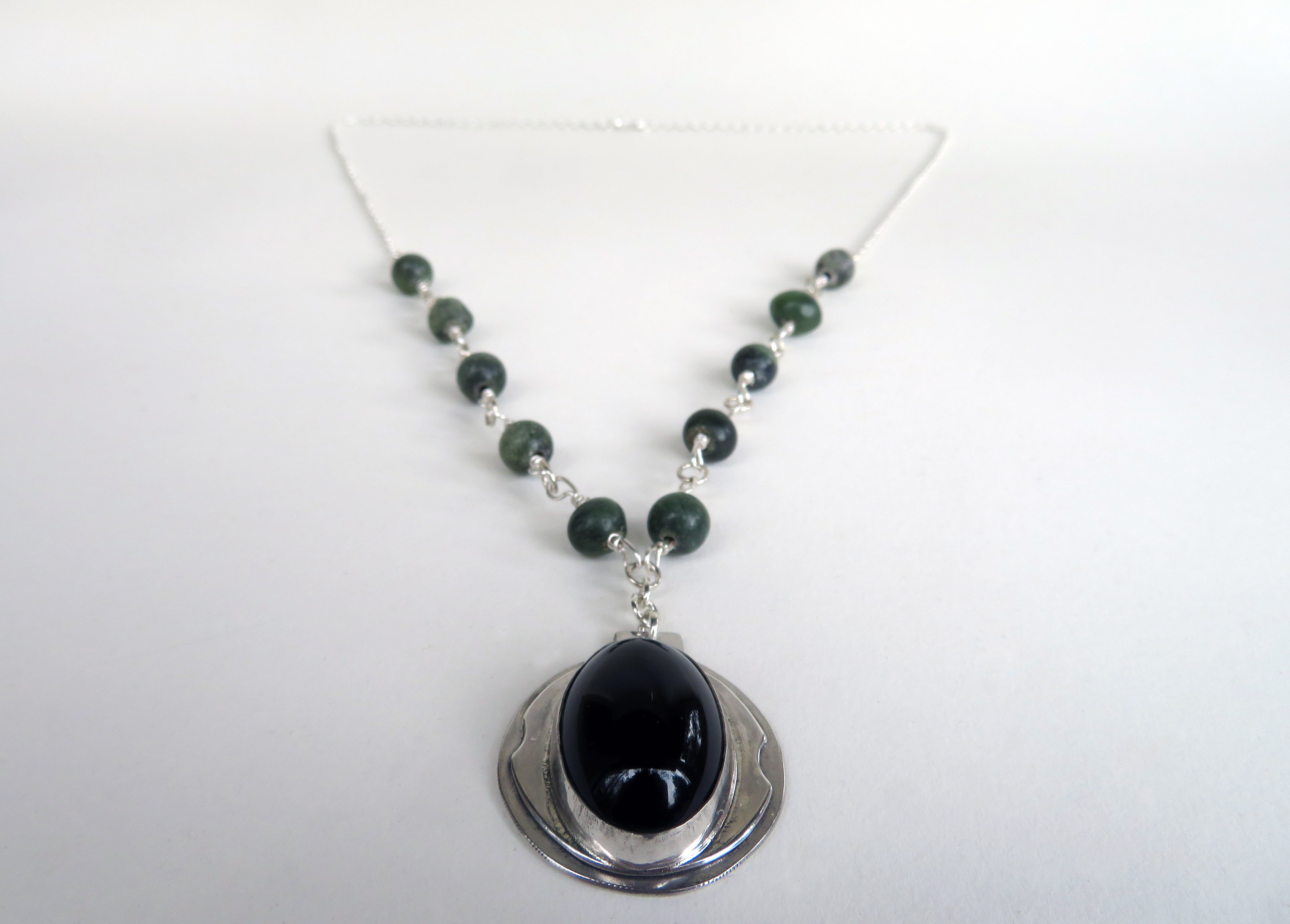 Sterling Silver Oval Pendant Necklace - Phebe Necklace