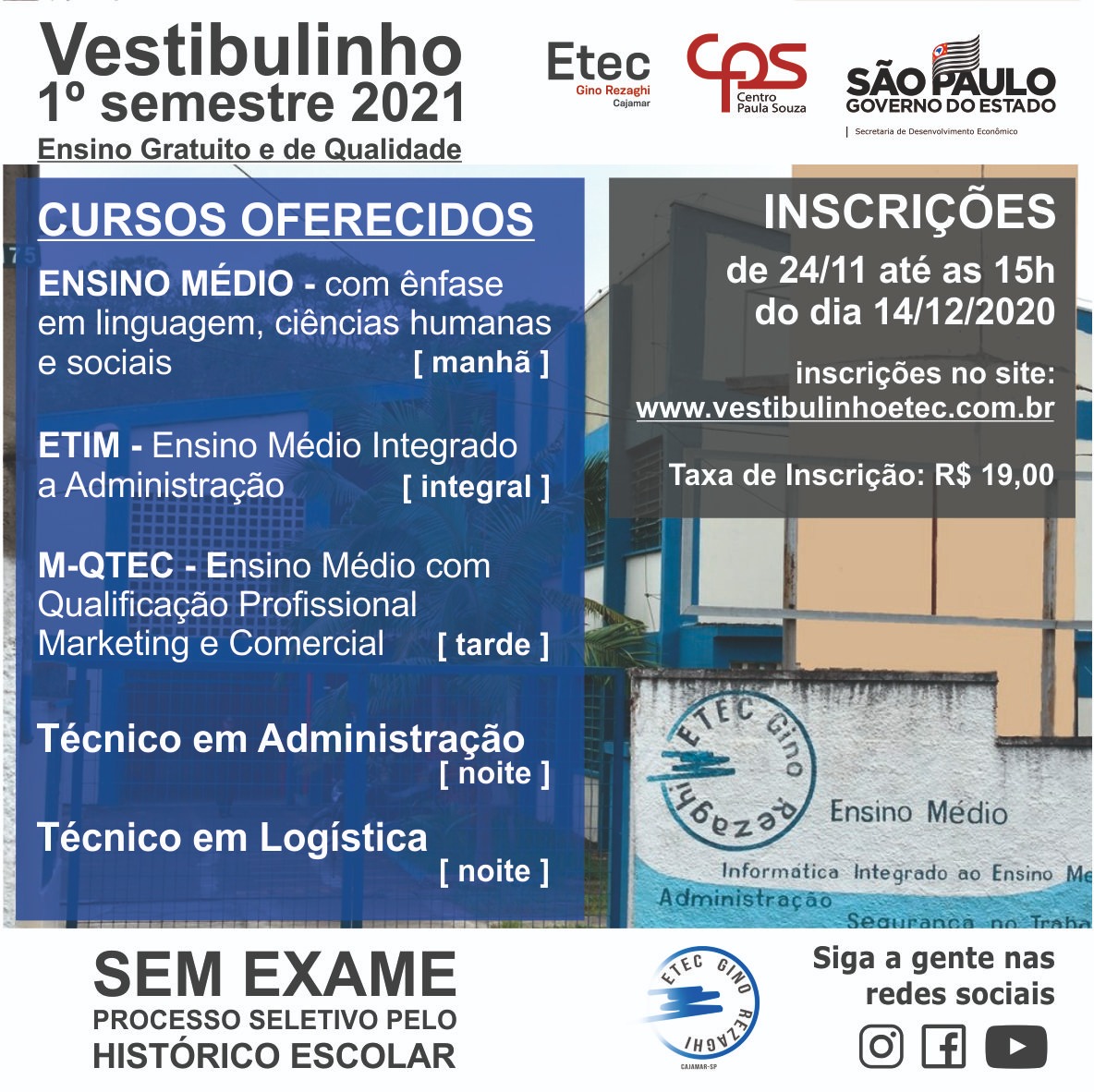 Vestibulinho Etec 2021 Ensino Médio - Inscricoes Etec 2021 Calendario