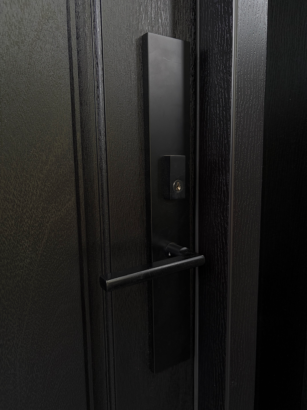 Close-up of energy-efficient door weatherstripping and threshold seal