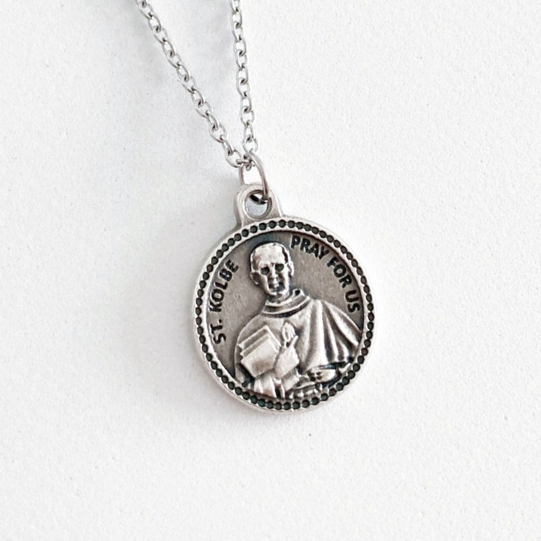 St. Maximilian Kolbe Medal Necklace | Patron Saint of Addictions