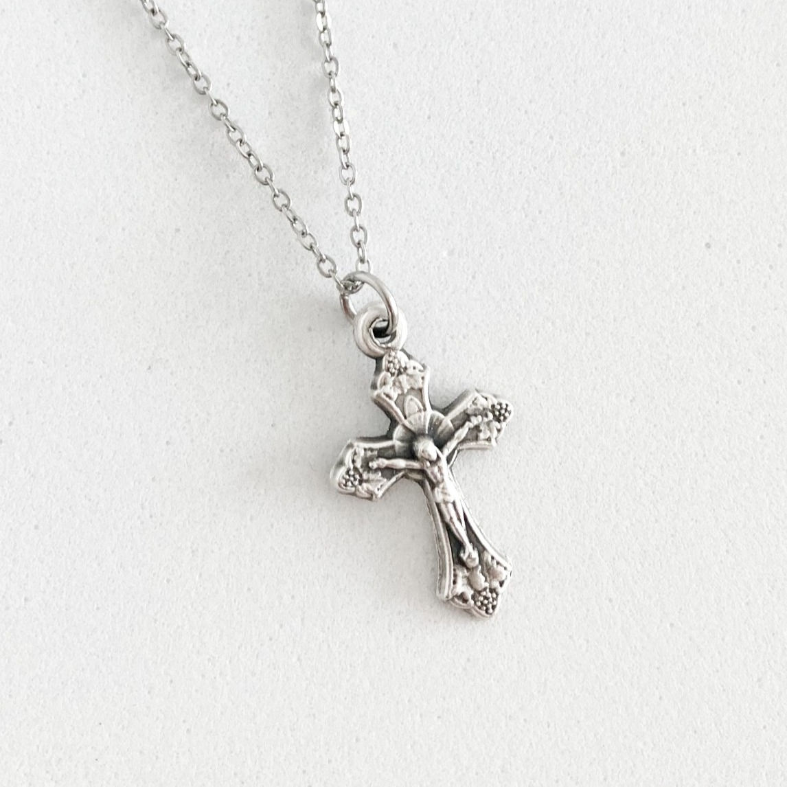 First Holy Communion Crucifix Necklace | Grapes & Vine