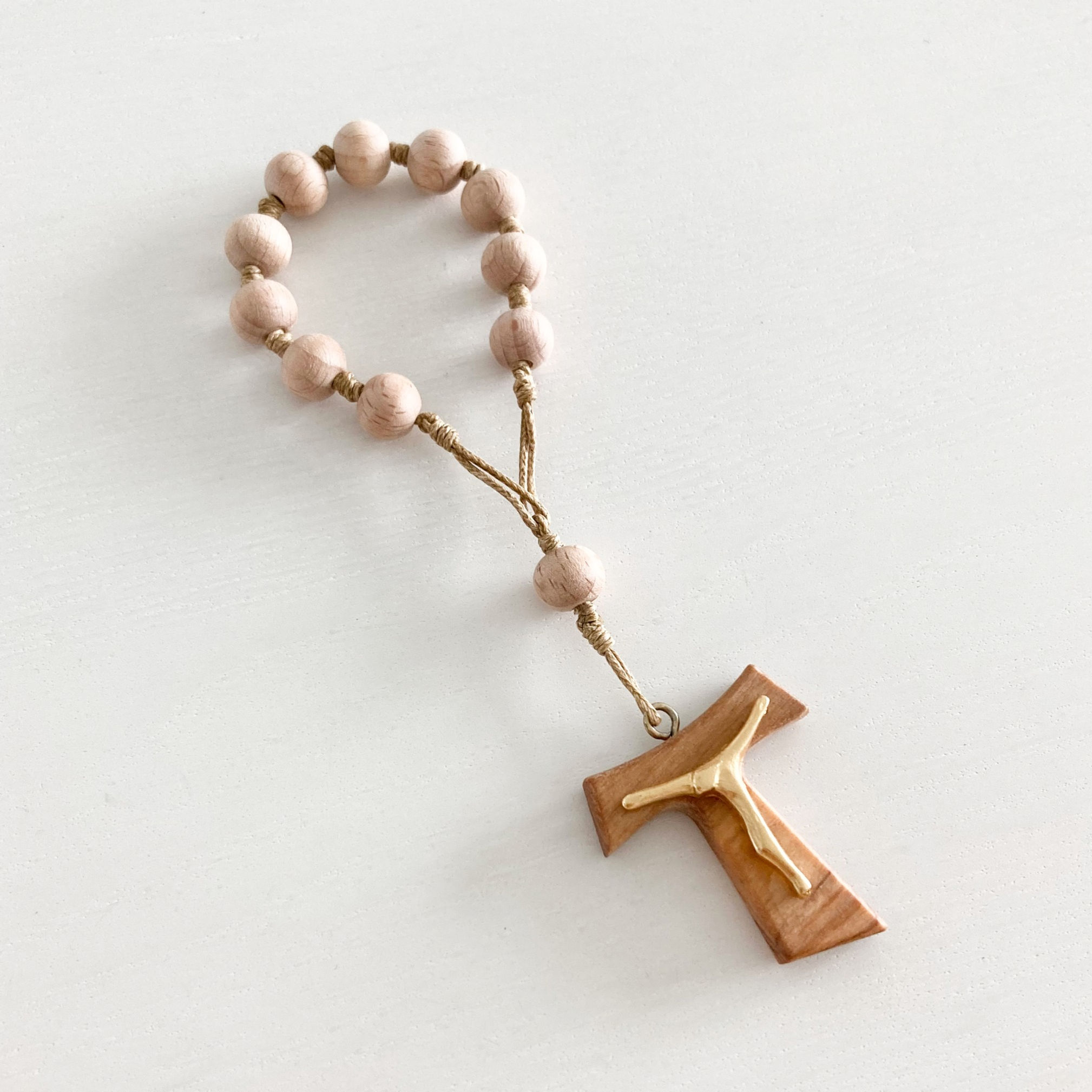 Tau Cross Wooden Decade Rosary