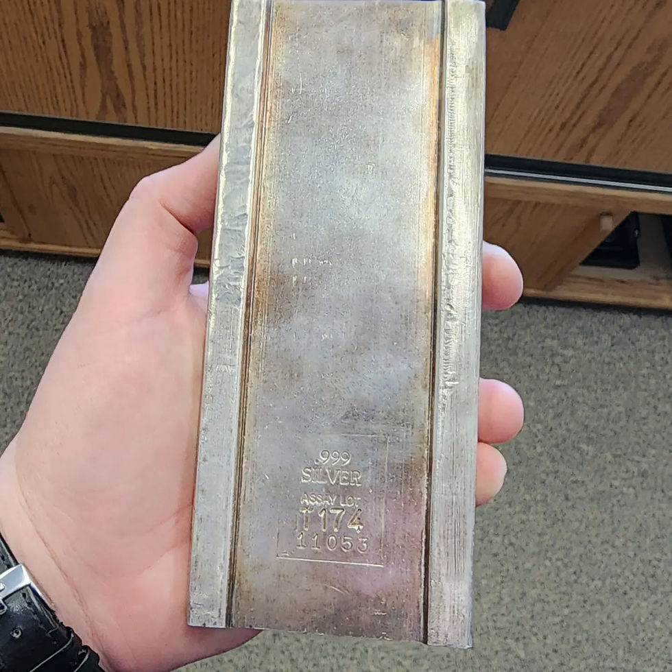 Thumbnail: 100oz A-Mark Stacker Silver bar. Beautiful toning