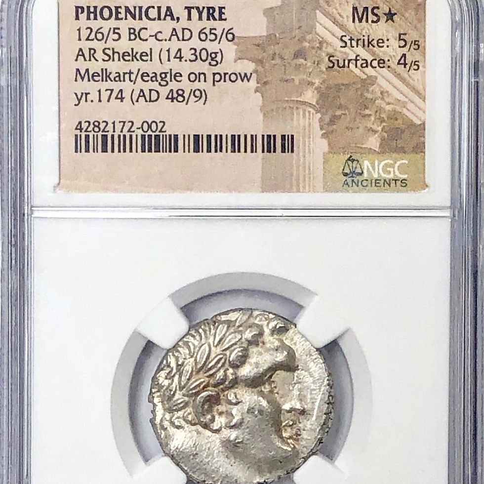 Münzhighlights:
Herkunft: PHÖNIKIEN, TYROS
Datum: Jahr 172 (46/47 n. Chr.)
