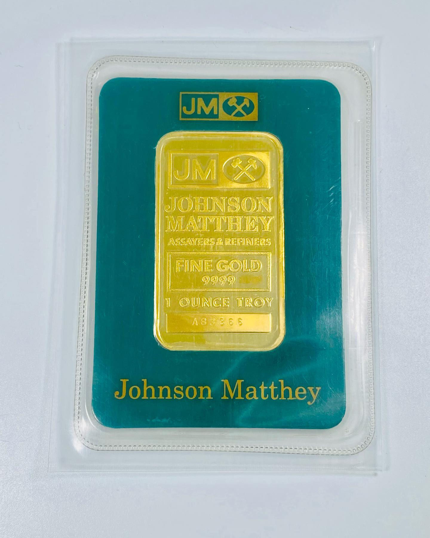 1 oz gold vintage JOHNSON MATHEY in green assay