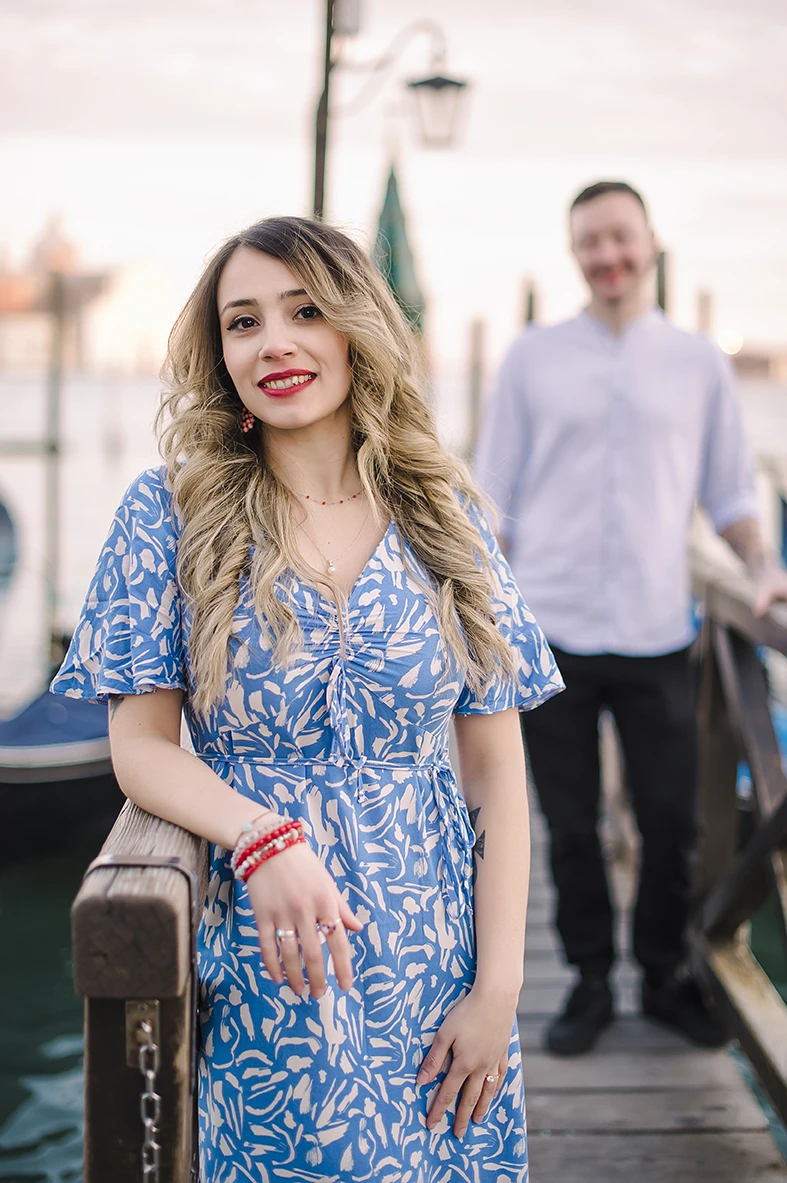 An intimate portrait of Barth and Maria as they sit by the Grand Canal