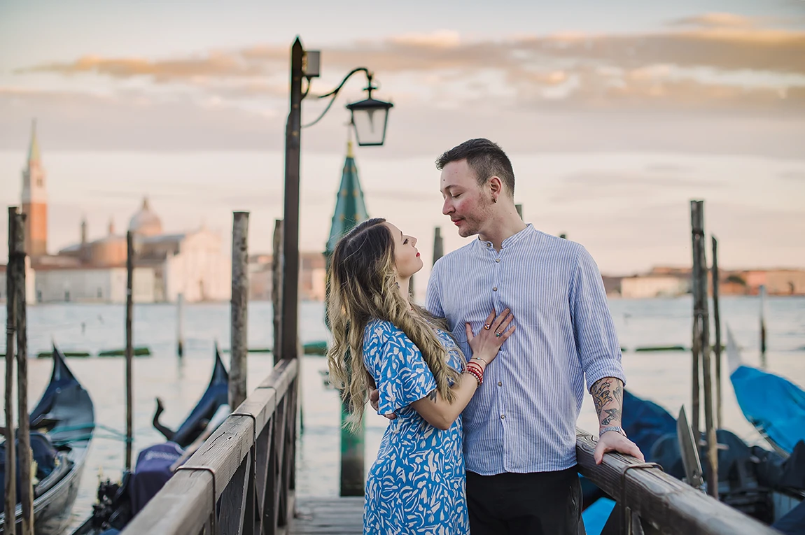 An intimate portrait of Barth and Maria as they sit by the Grand Canal