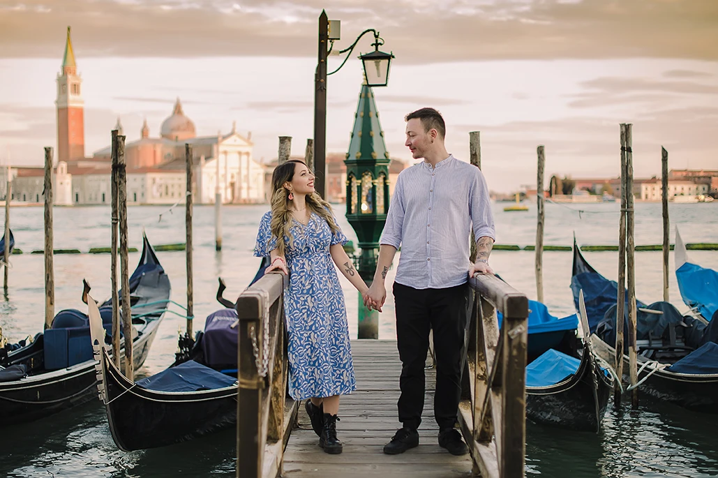An intimate portrait of Barth and Maria as they sit by the Grand Canal