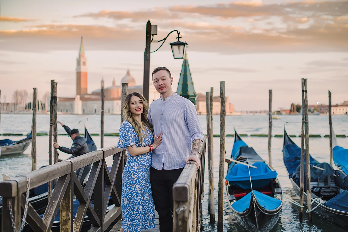 An intimate portrait of Barth and Maria as they sit by the Grand Canal