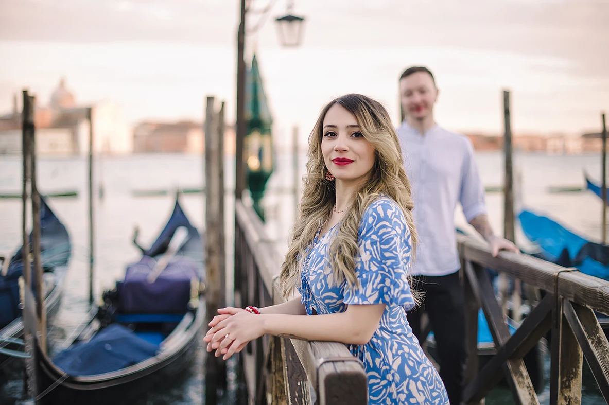 An intimate portrait of Barth and Maria as they sit by the Grand Canal
