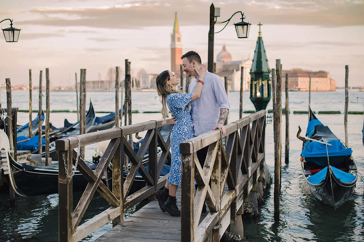 An intimate portrait of Barth and Maria as they sit by the Grand Canal