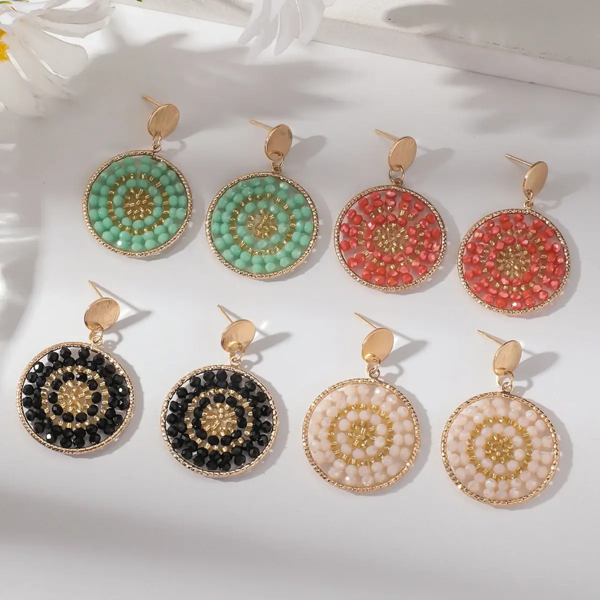 Boho Ethnic Style Seed Beaded Drop Earrings for Women Ladies Creative