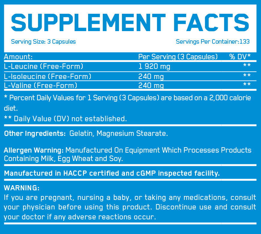 EVERBUILD BCAA 8:1:1 800mg / 400 Caps. Съдържание