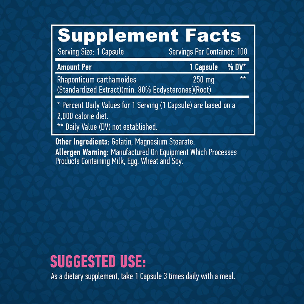 HAYA LABS Ecdysterone 250mg / 100 Caps. Съдържание