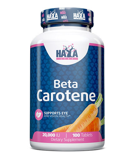 HAYA LABS Natural Бета Каротин 20,000 IU / 100 Tabs. Front View
