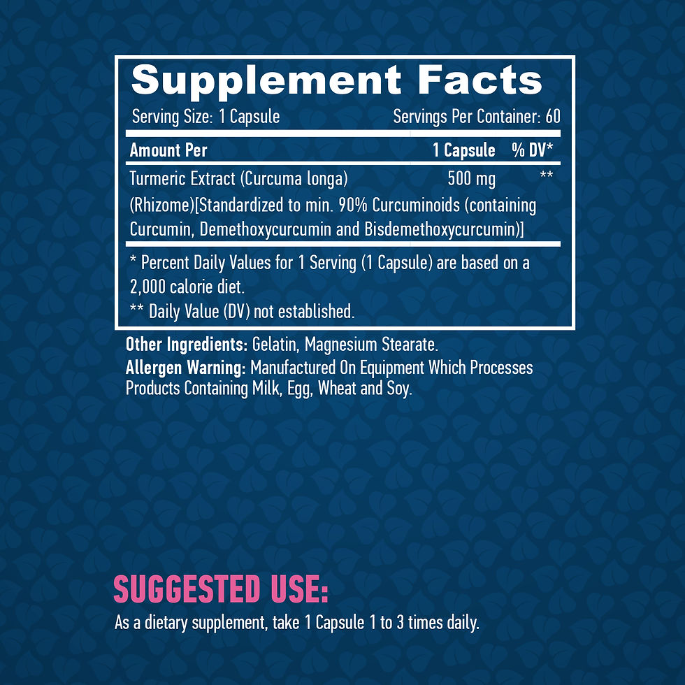 HAYA LABS Куркумин / Куркума Екстракт/ 500mg / 60 Caps. Съдържание