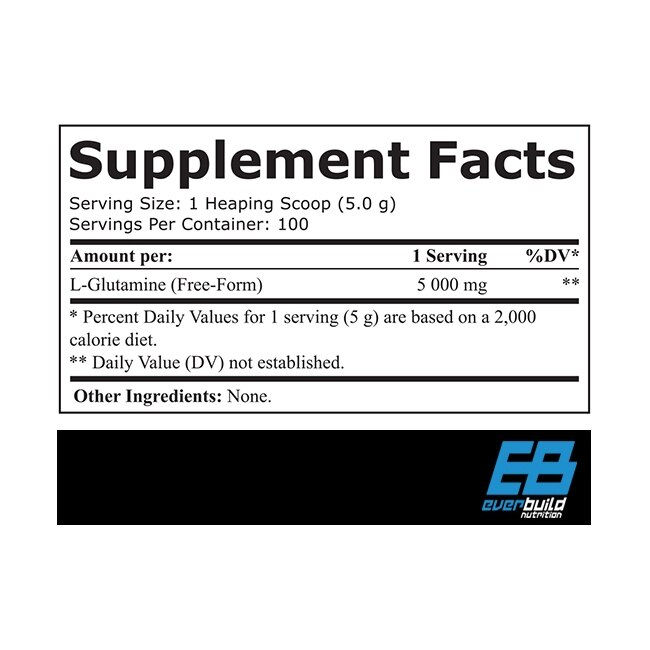 EVERBUILD Glutamine 5000 / 500g. Глутамин Съдържание