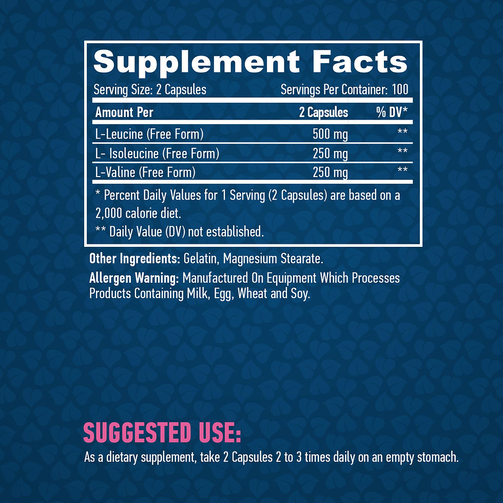 HAYA LABS Sports BCAA Аминокиселини 2:1:1 500 мг / 200 капсули Съдържание