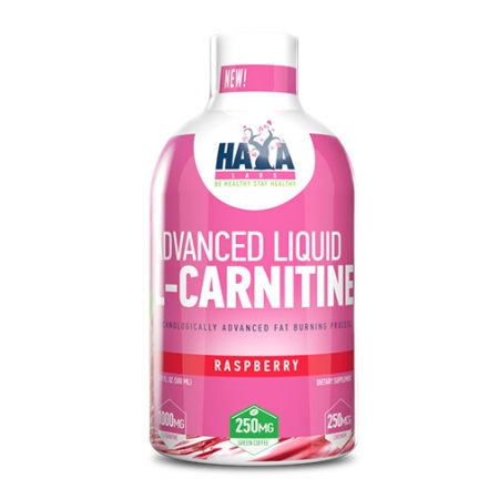 HAYA LABS Advanced Liquid L-Carnitine / 500ml. Front View Raspberry