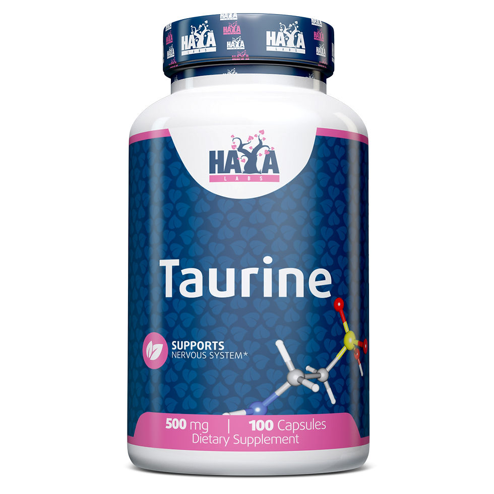 HAYA LABS Taurine 500mg. / 100 Caps. Front View