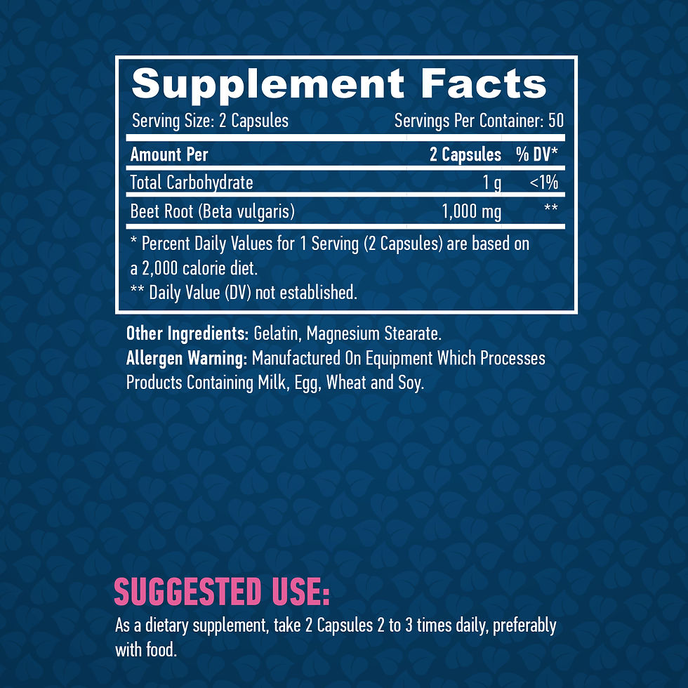 HAYA LABS Beet root /Beta Vulgaris/ 500mg / 100 Caps Съдържание