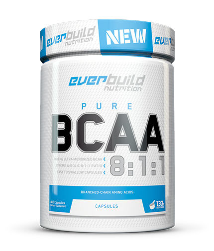 EVERBUILD BCAA 8:1:1 800mg / 400 Caps. Front View