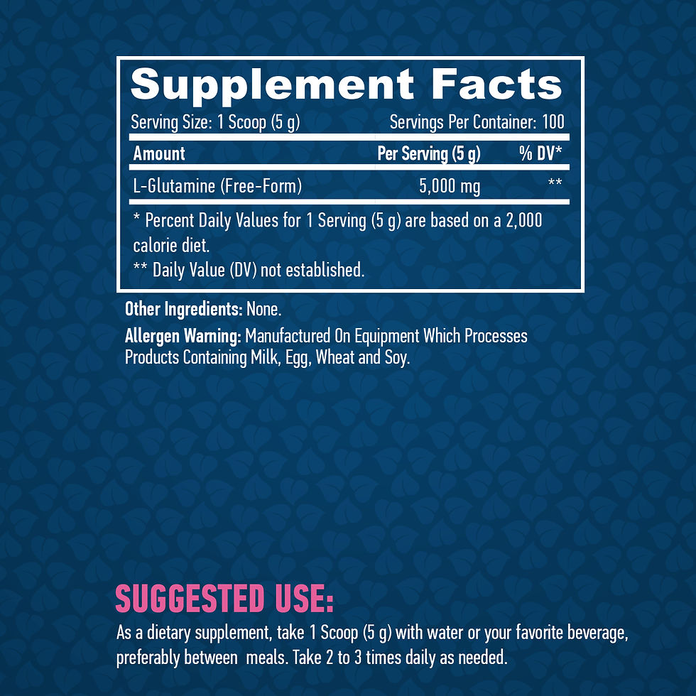 HAYA LABS Sports 100% Чист L - Глутамин / 500 гр Съдържание