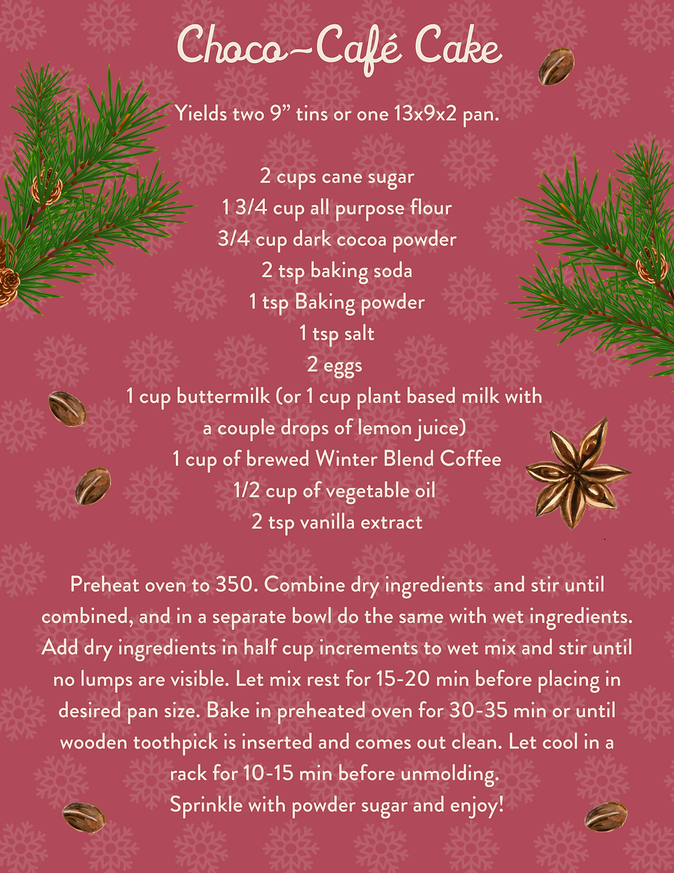 Choco-café cake recipe.