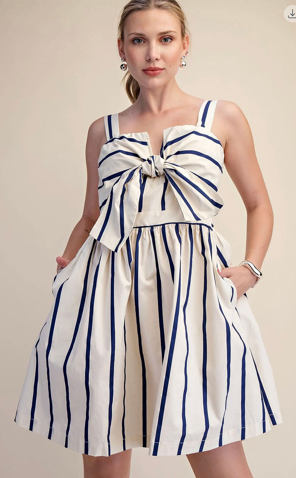 Thumbnail: GLAM navy stripe sun dress