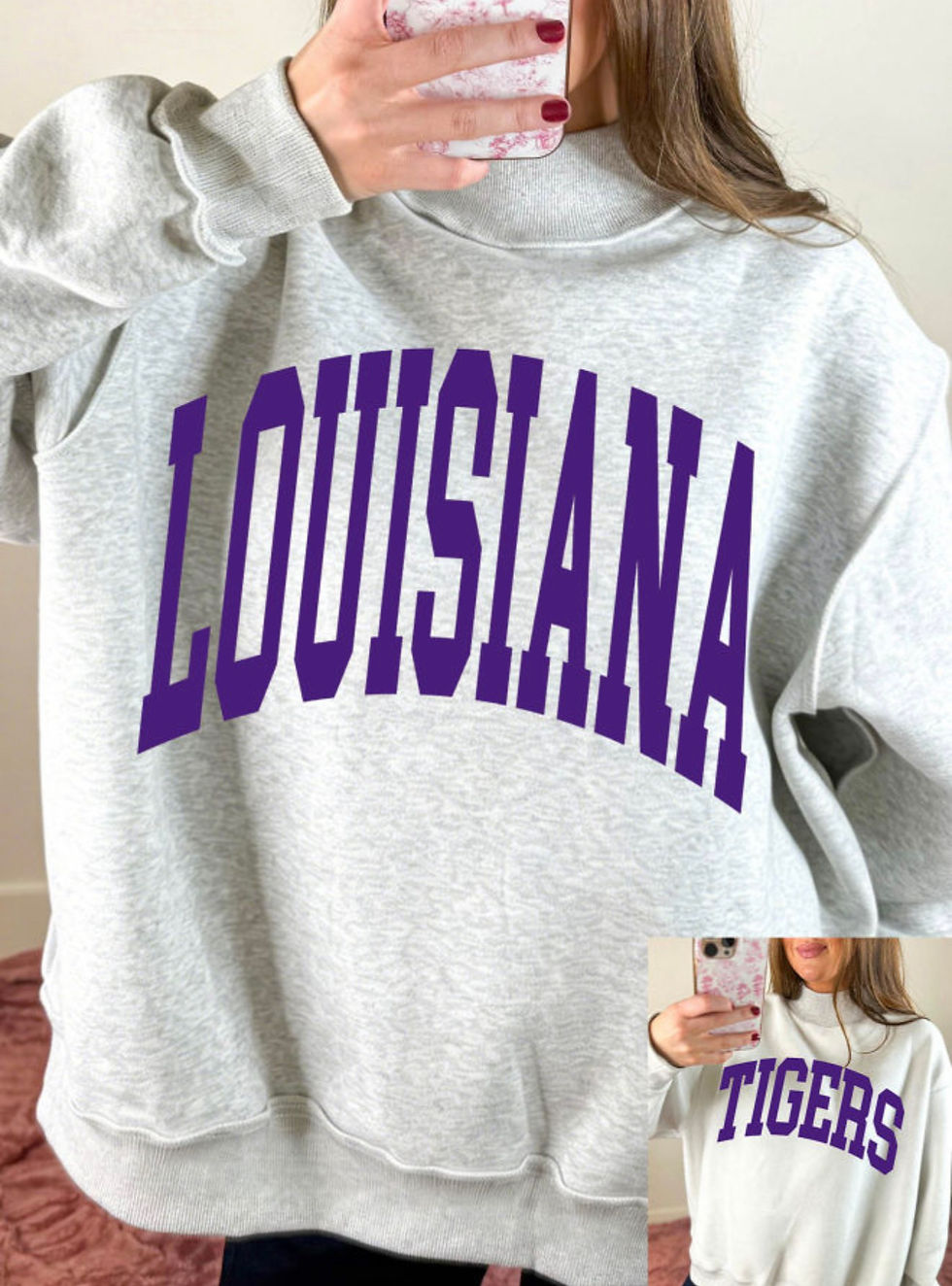 Thumbnail: Louisiana/tigers mock neck sweatshirt