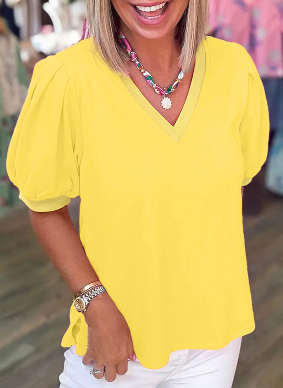 Thumbnail: Yellow puff sleeve tee