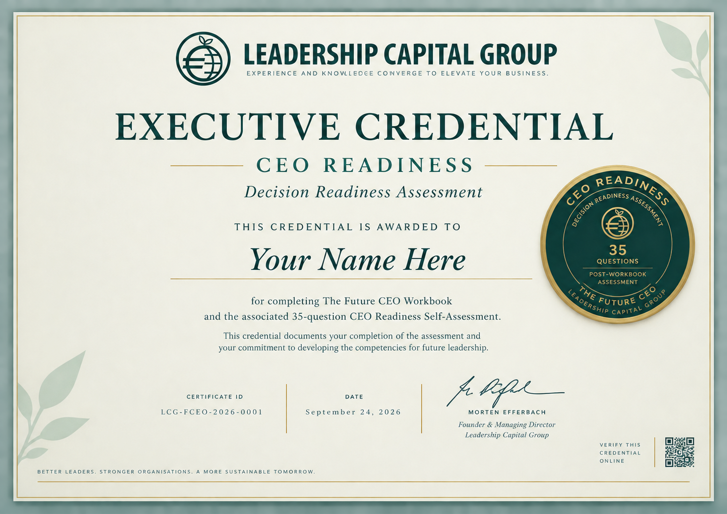 CEO Readiness Certificate