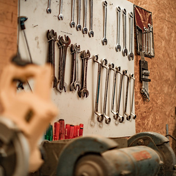 sorted tools in a workshop or garage