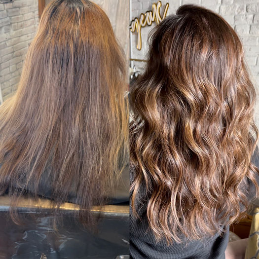 Client with Multiple Sclerosis hairloss with Invisble Bead Extensions