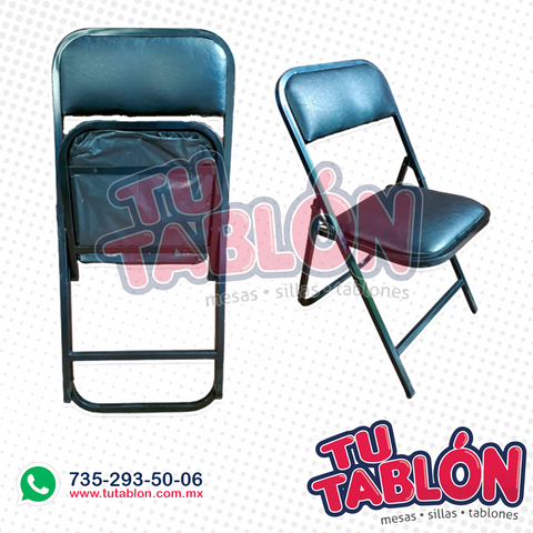Silla Plegable Esmaltada Acojinada Negra