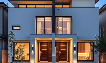 Australian modern duplex two houses attached together with two front entry doors.jpg