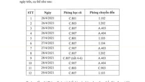 THÔNG BÁO VỀ VIỆC CHUYỂN PHÒNG HỌC