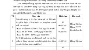 Thông báo về việc điều chỉnh lịch đăng ký học phần học kỳ I năm học 2021-2022 cho SV hệ CQ