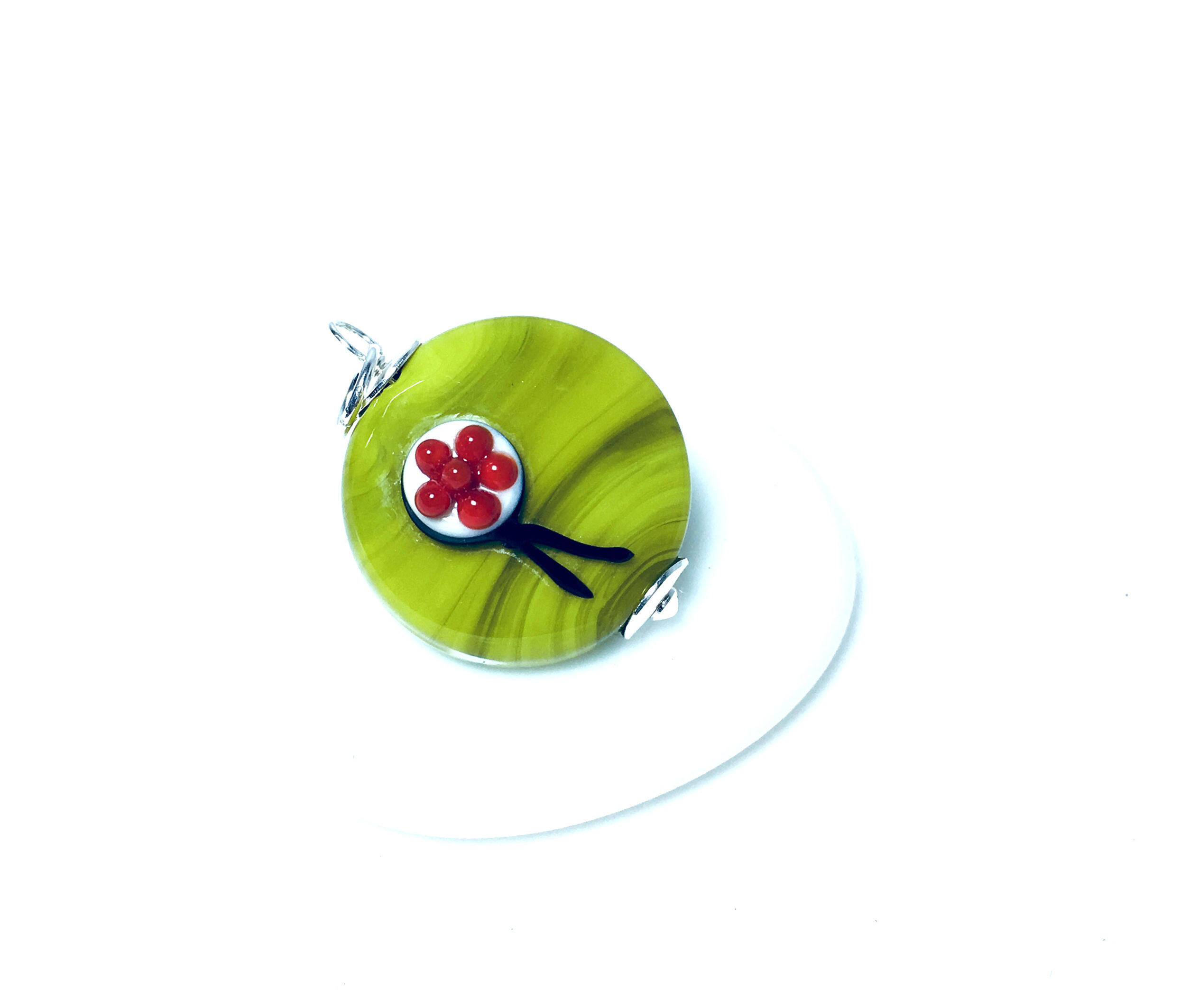 Halskette mit Bollenhut aus Glas, grün