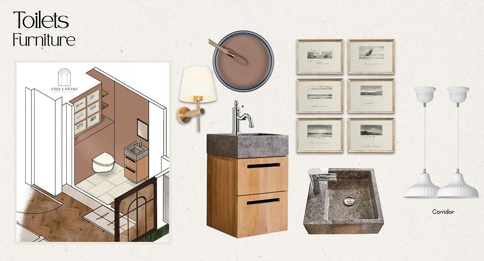 New build toilet perspective drawn by hand by Stella Studio | Interior Design Geneva