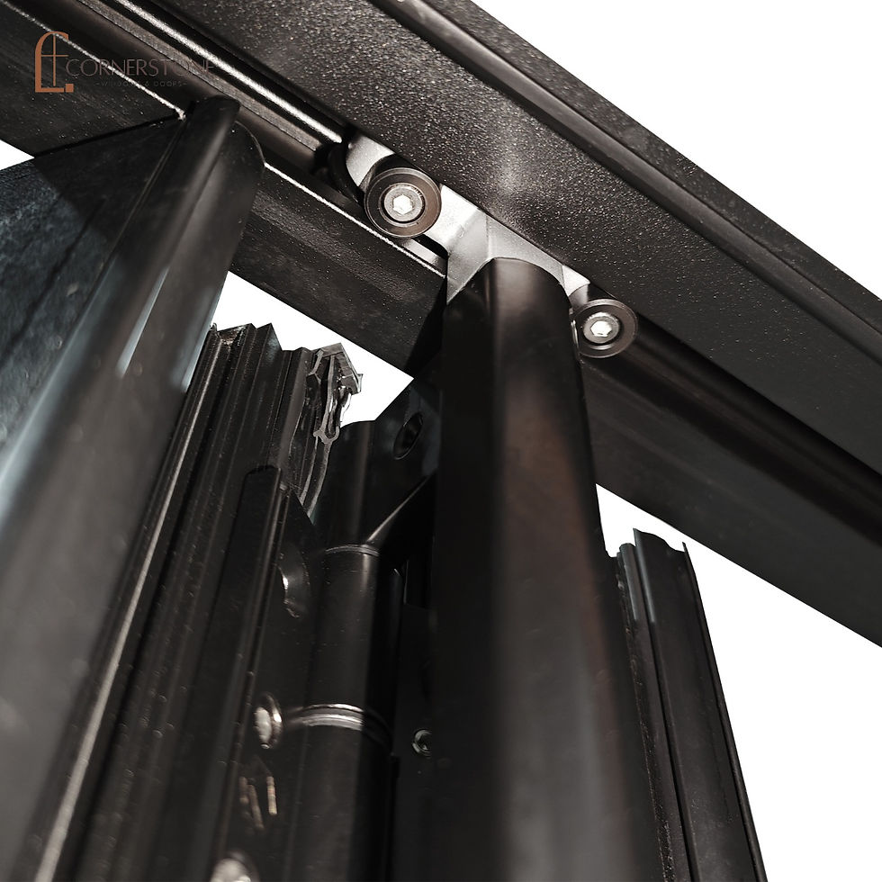 Thermally broken aluminum window section — high insulation cross-section view