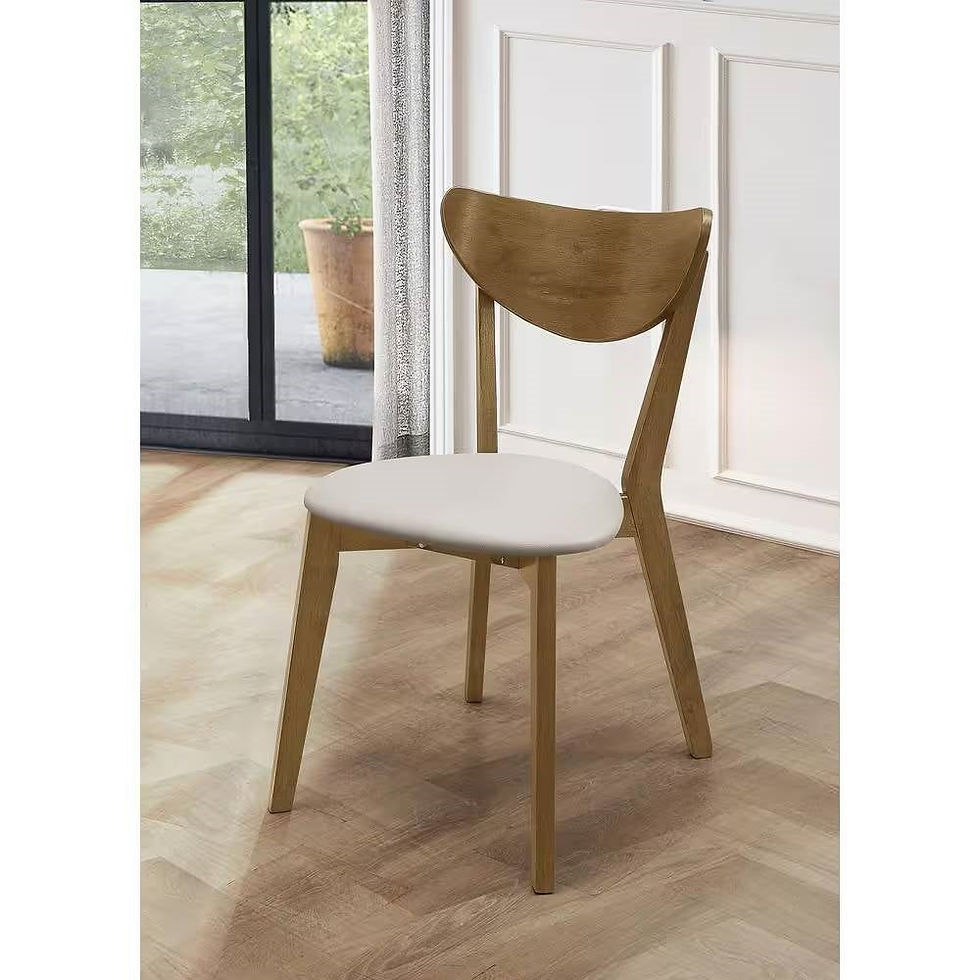 Thumbnail: Set of 2 - Mid-Century Modern Wood Dining Chair with Faux Leather Seat