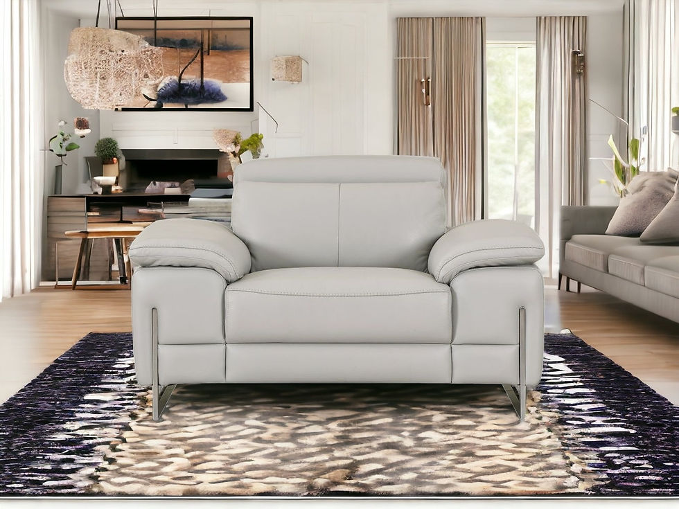 Thumbnail: 51" Gray And Silver Genuine Leather Chair and a Half