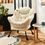 Thumbnail: Upholstered Contemporary Cushioned Accent Chair with Side Pocket in Beige