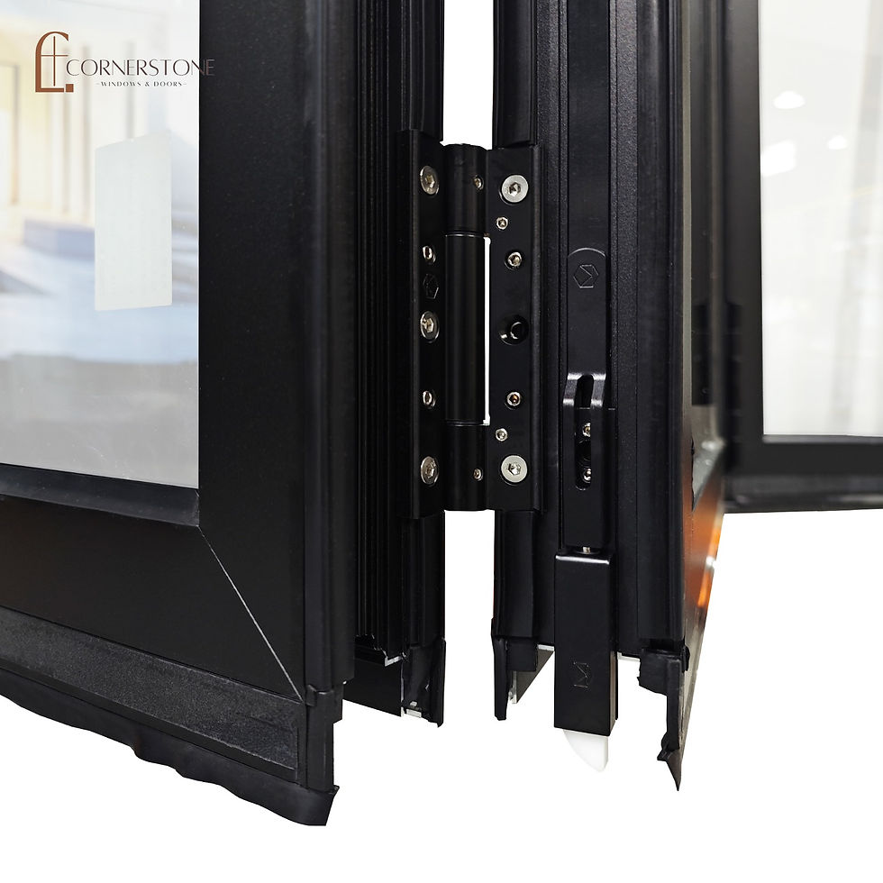 Elegant aluminum frame corner showing seamless thermal barrier and glazing
