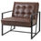 Thumbnail: Retro Tufted Faux Leather Metal Frame Accent Chair - Brown